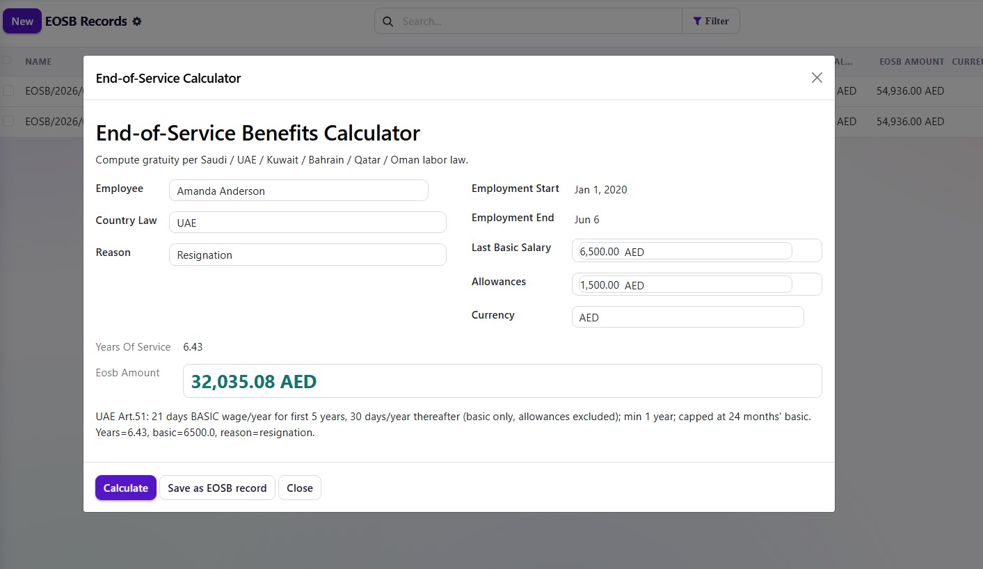 EOSB calculator
