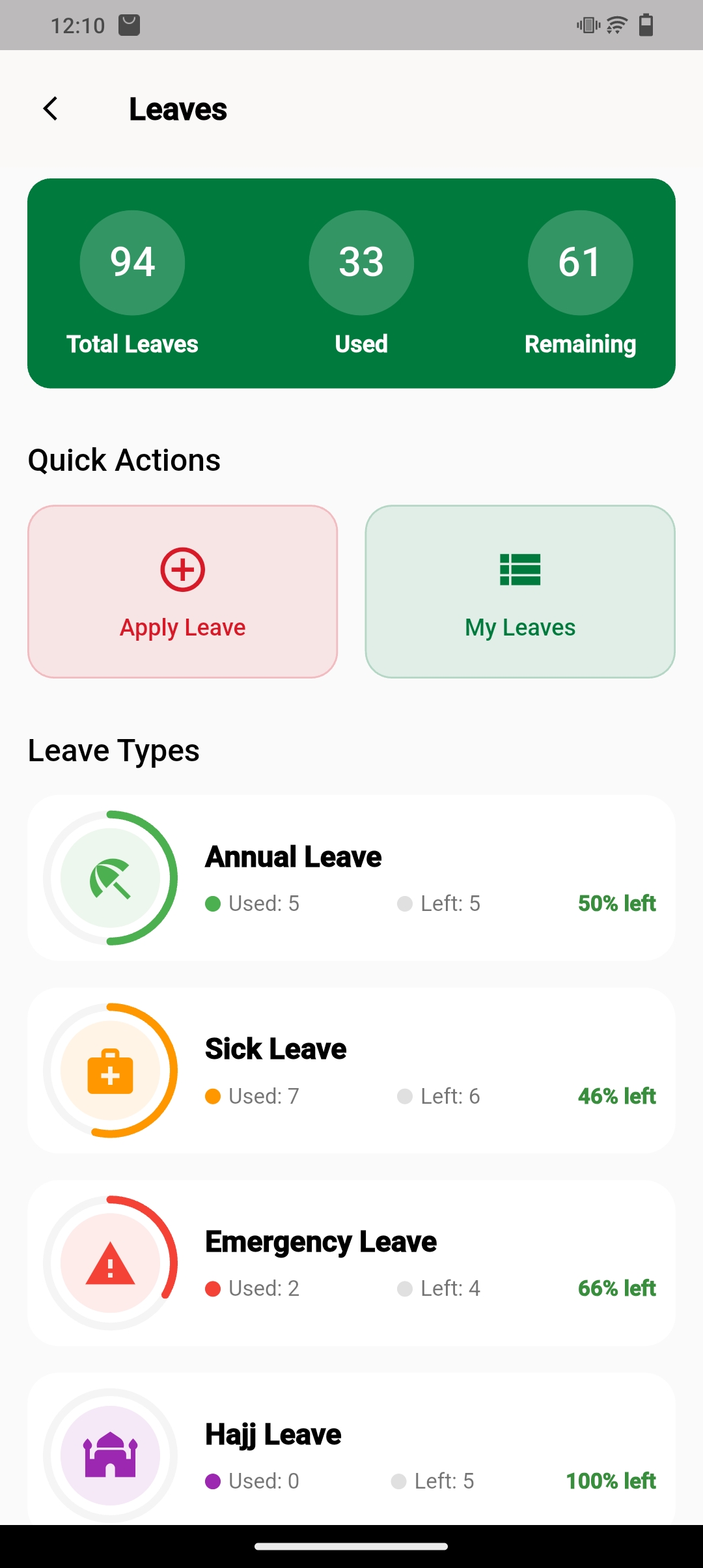 Leave balances